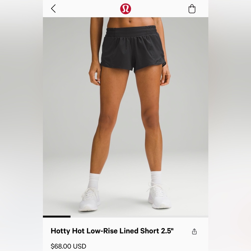 Lululemon, Hotty Hot Low-Rise Lined Short 2.5", Black